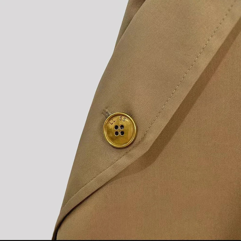 Summer Brown Professional Temperament Office Short Sleeve Elegant Midi Dress Casual Fashion Holiday Pleated Dresses 2024 Ladies