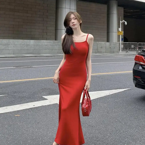 Load image into Gallery viewer, Slip Sleeveless Backless Maxi Dress Women Y2k Summer Bodycon Streetwear Elegant Sexy Outfits Ladies Birthday Party Club Sundress
