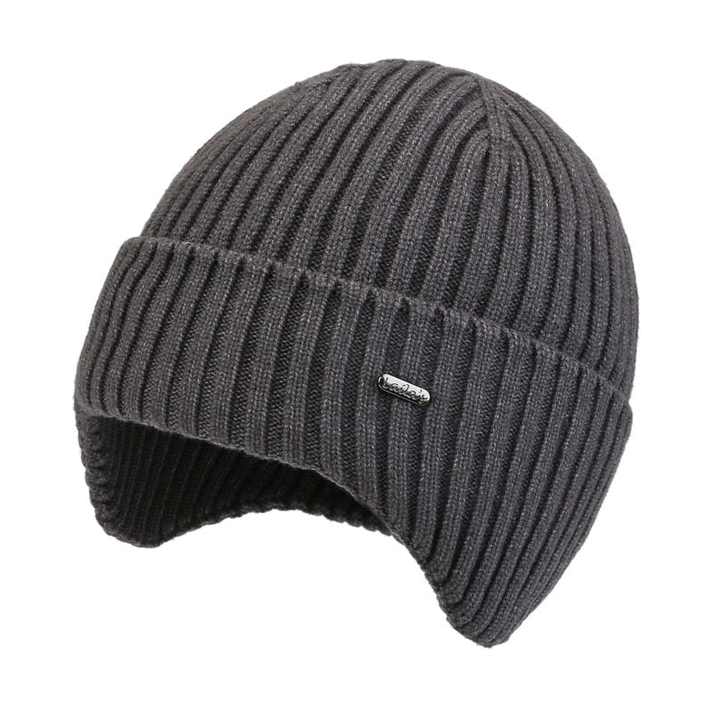 Solid Winter Hat Beanie with Ears Men Women Earflap Hat Skullies Knitted Cap Keep Warm Outdoor Gorras Ski Caps