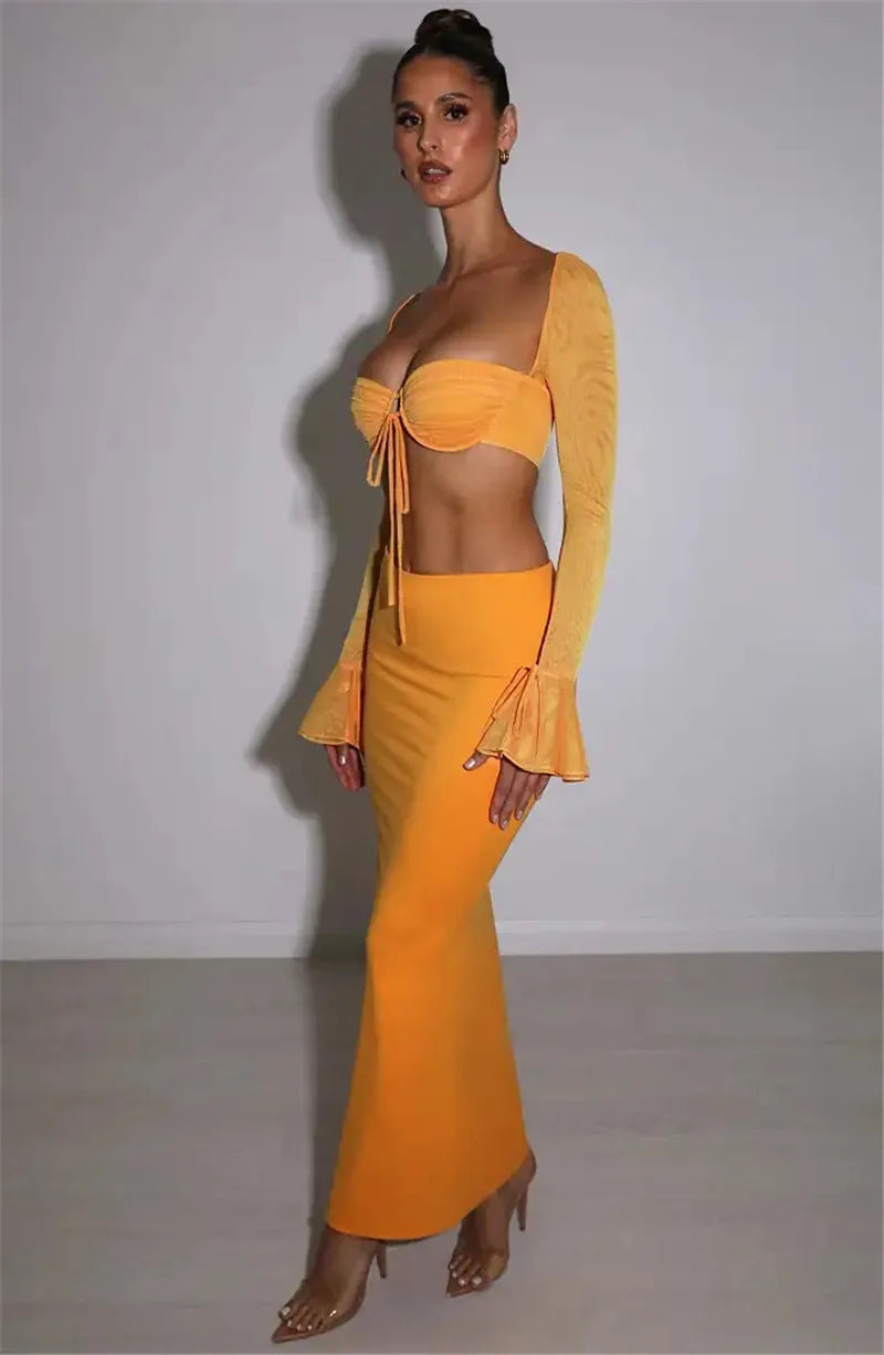 Thickened Fabric Sexy Maxi Skirt Women 2023 Autumn Winter New Solid High Waist Skinny Club Party Long Skirt Elegant