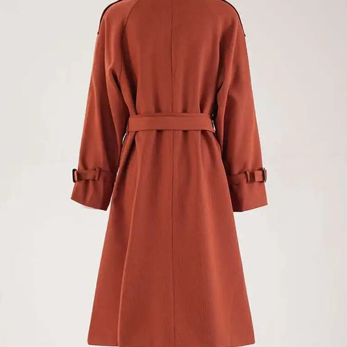 Load image into Gallery viewer, Women Red Double Breasted Big Size Elegant Trench New Lapel Long Sleeve Windbreaker Fashion Spring Autumn 2025  CPG1783
