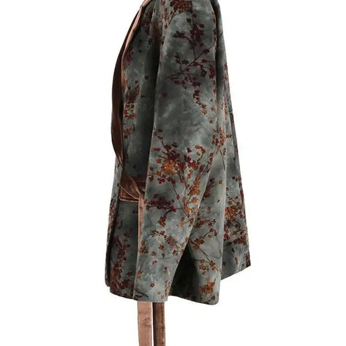 Load image into Gallery viewer, Women Green Flocking Bandage Big Size Vintage Blazer New Lapel Long Sleeve Jacket Fashion Tide Spring Autumn 2025 CPG1129
