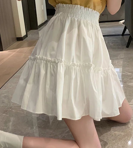 Kawaii Mini Skirts Women Cute Fungus Patchwork Fairycore High Waist Pleated Short Skirt Korean Fashion Preppy Style