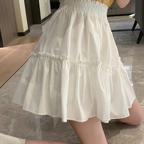 Load image into Gallery viewer, Kawaii Mini Skirts Women Cute Fungus Patchwork Fairycore High Waist Pleated Short Skirt Korean Fashion Preppy Style
