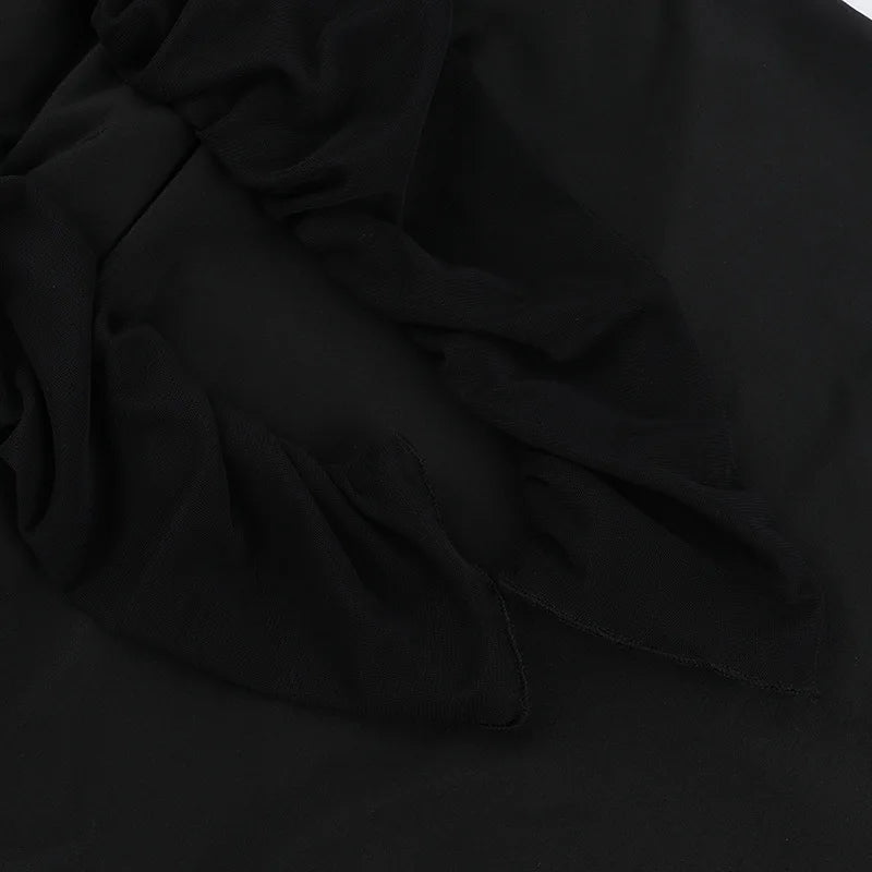 Black Sexy Maxi Dress Women Autumn New Sheer Mesh Long Sleeve Slim Fit Dress Ladies Elegant Bodycon Dresses Clubwear