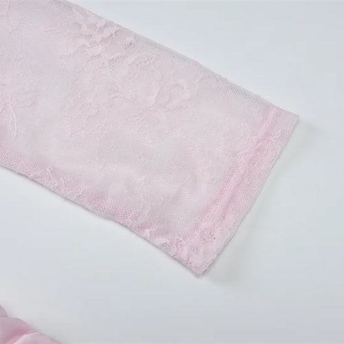 Load image into Gallery viewer, Lace See Through Ruched Sexy Mini Dress Women Elegant Patchwork Long Sleeve Strapless Backless Club Party Dress Female
