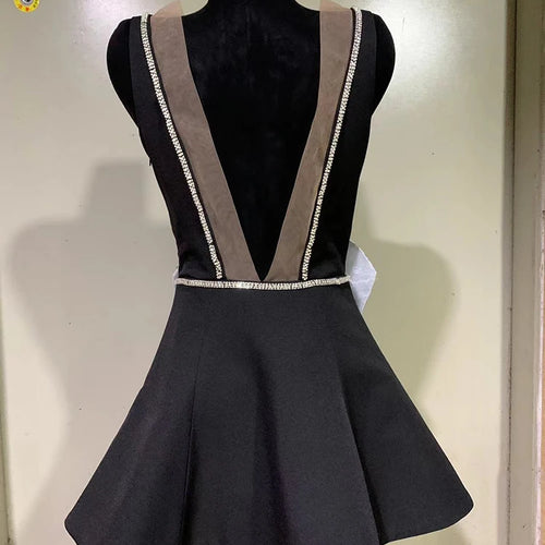 Load image into Gallery viewer, Solid Spliced Appliques Sexy Dress For Women O Neck Sleeveless Backless High Waist Chic Mni Dresses Female Clothes
