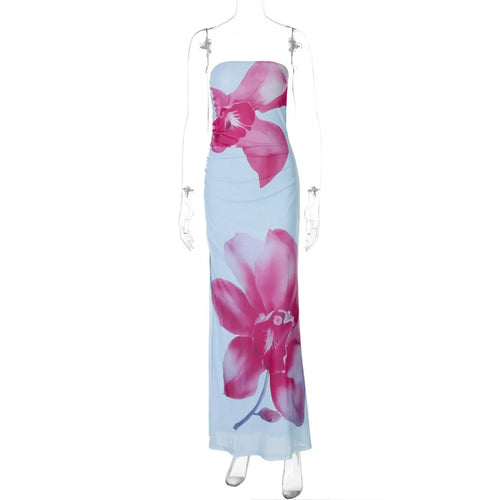 Load image into Gallery viewer, Off-shoulder Print Sexy Maxi Dress Women Gown Summer New Strapless Sleeveless Backless Bodycon Long Dress Elegant

