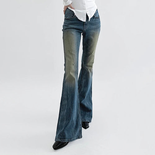 Load image into Gallery viewer, Fashion Vintage Skinny Flare Jeans Women Low Rise Chic Elegant Distressed Denim Trousers Y2K Aesthetic Boot Cut Pants
