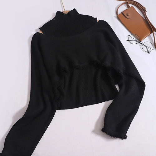 Load image into Gallery viewer, Women Sweet Long Sleeve Pullover Tassel Sweater + Slim Simple Knitted Tank Tops Autumn Winter 2023 New Korean Chic Two Piece Set
