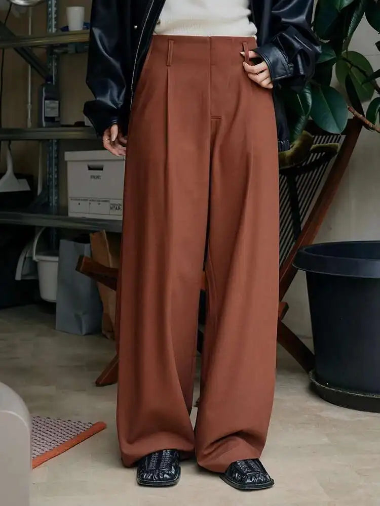 High Waist Black Brief Long Wide Leg Elegant Pants New Loose Fit Trousers Women Fashion Tide Spring Autumn 2025 1DH1033