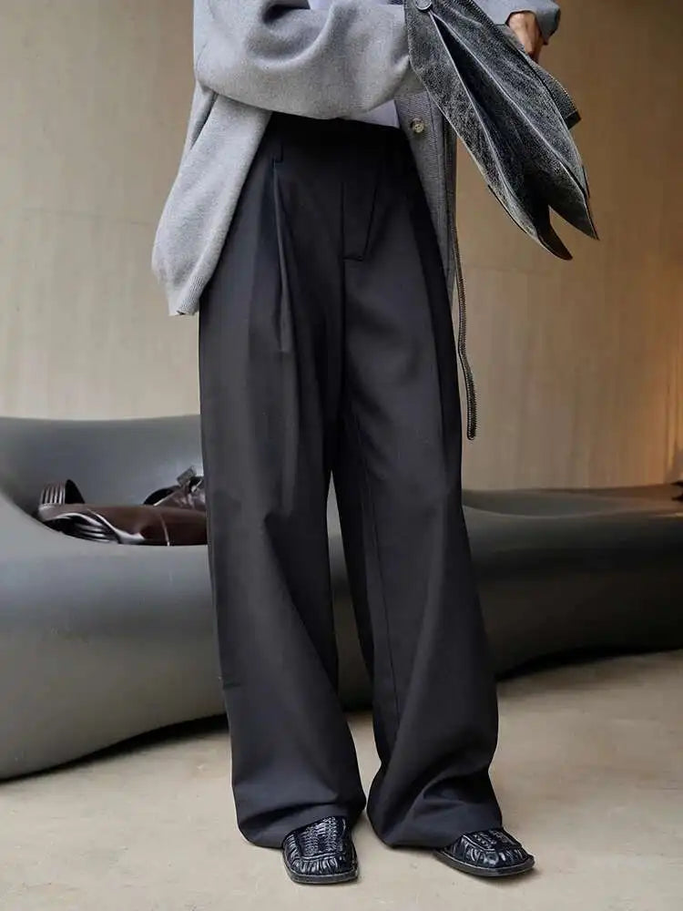 High Waist Black Brief Long Wide Leg Elegant Pants New Loose Fit Trousers Women Fashion Tide Spring Autumn 2025 1DH1033