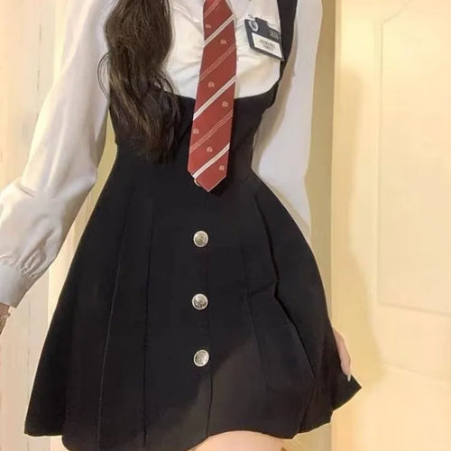 Load image into Gallery viewer, Autumn Preppy Style School Polo Shirt Dress Women Japanese Harajuku Sweet Long Sleeve Mini Short Dresses
