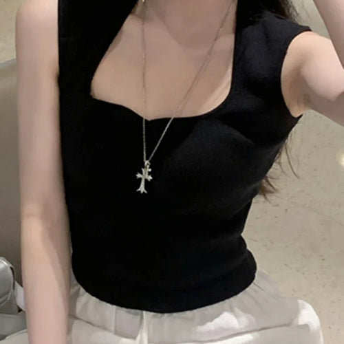 Load image into Gallery viewer, Summer Sexy White Basic Female Tanks Sleeveless Solid Color Square Neck Chic Women&#39;s Tanks Fashion Simple Office Ladies
