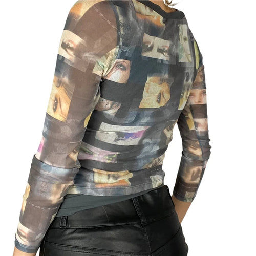 Load image into Gallery viewer, Fairy Grunge Shirt Basic Mesh Print Top Women E Girl Gothic Punk Style T-shirts Tees Clothes Street Tops Womens Clothing
