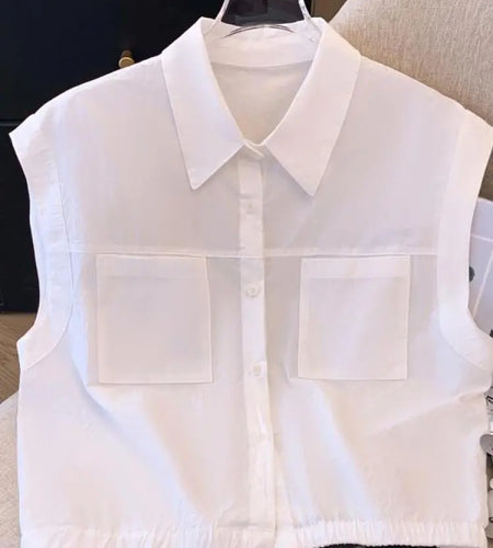 Summer New Korean Fashion White Pink Ladies Single Breasted Vest Shirt Women Yellow Sleeveless Streetwear Short Tank Tops Simple