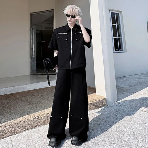 Load image into Gallery viewer, Men's Set Two-piece New Summer Multi Pockets Zipper Short Sleeve Jacket Casual Male Pants Fashion Trend 2025 9W1504
