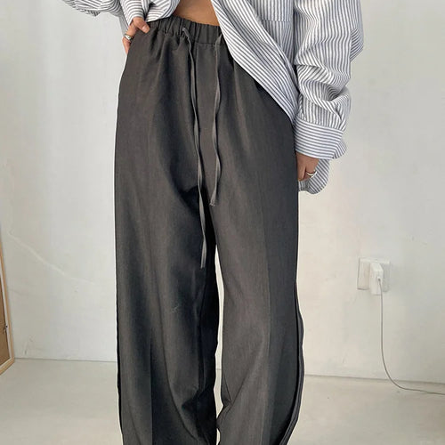 Load image into Gallery viewer, High Elastic Waist Gray Brief Long Wide Leg Pants New Loose Fit Trousers Women Fashion Tide Spring Autumn 2025 1DF1148

