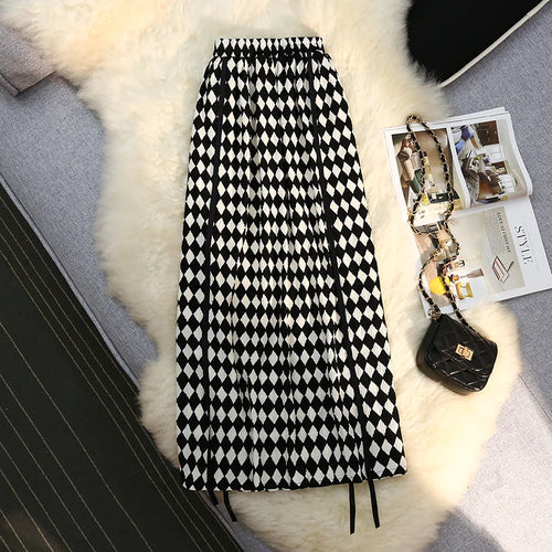 Load image into Gallery viewer, Vintage Print Skirts Womens Summer Elastic High Waist A-line Skirt Female All-match Fashion Elegant Slim Midi Skirt Ladies
