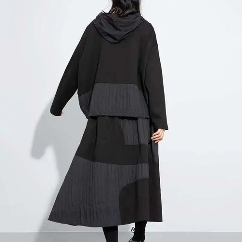 Load image into Gallery viewer, High Elastic Waist Black Color-block Pleated A-line Half-body Skirt Women Fashion Tide New Spring Autumn 2025 1DH7645
