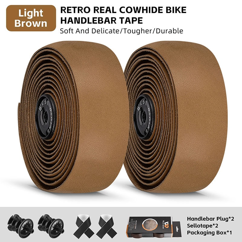 Genuine Leather Handlebar Tape For Road Bike Retro Color Drop-Bar Bike Handlebar Winding Gravel Bicycle Accessories