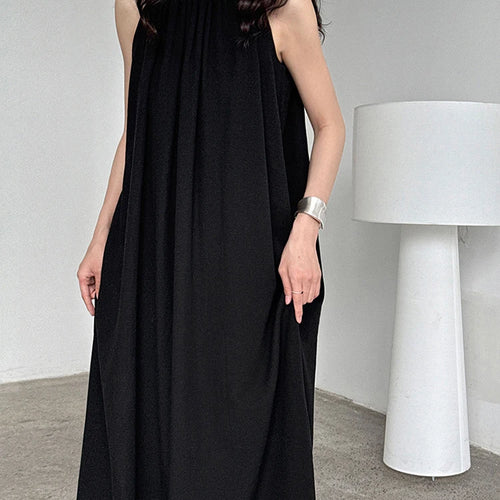Load image into Gallery viewer, Women White Blue Knot Elegant Big Size Long Vest Dress New Halter Sleeveless Fashion Tide Spring Summer 2025 1DJ1282
