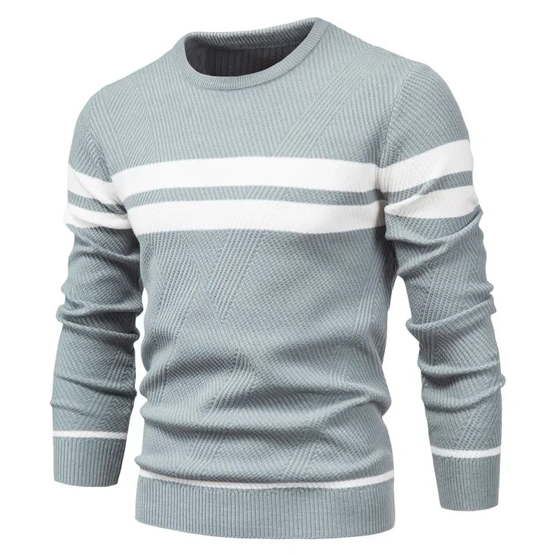 Autumn Pullover Men's Sweater O-neck Patchwork Long Sleeve Warm Slim Sweaters Men Casual Fashion Sweater Men Clothing