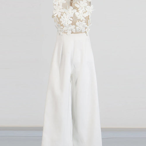 Load image into Gallery viewer, Solid Spliced Appliques Slimming Dresses For Women V Neck Sleeveless High Waist Temperament Jumpsuit Female Fashion
