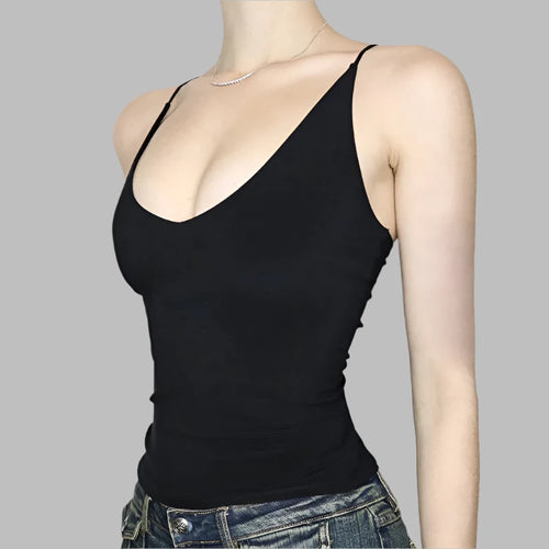 Load image into Gallery viewer, Y2k Sexy Black Tank Tops Woman Summer Clothes 2024 Strappy Low-cut Backless Crop Top for Women Camisole P67-BB10
