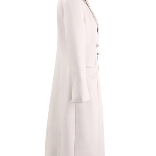 Load image into Gallery viewer, Women Beige Irregular Hem Buckle Long Elegant Blazer New Lapel Long Sleeve Jacket Fashion Tide Spring Autumn 2025 CPDB133
