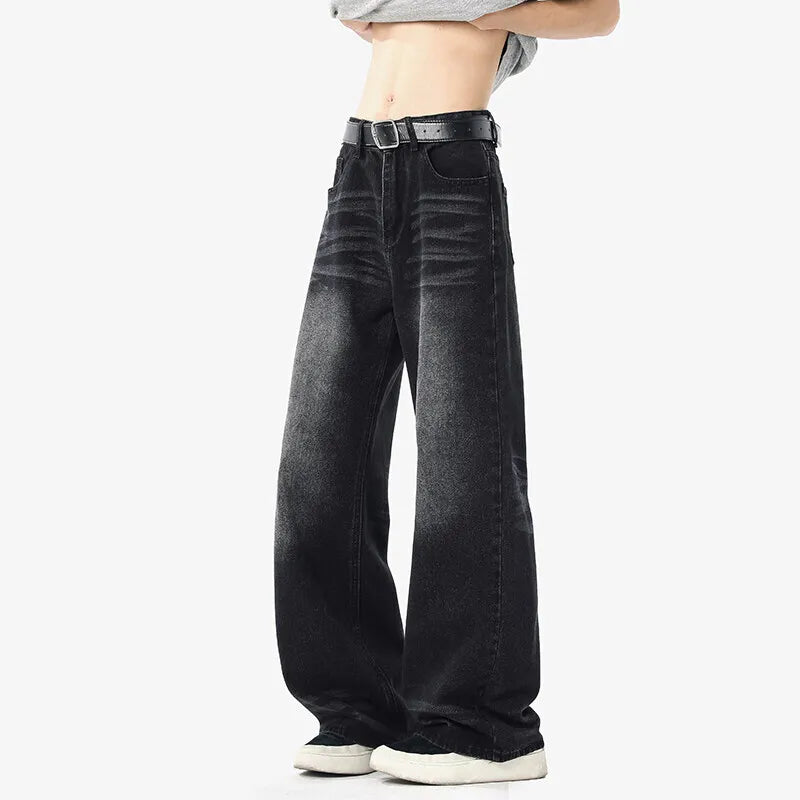 Men's Jeans Straight Wide Leg Trendy Gradient Color Tide New American Style High Street Male Summer Clothing 2025 9W1853