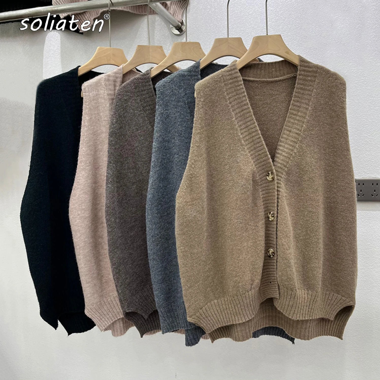 Solid Color Classic Cardigan Vest Women's V-Neck Sleeveless Waistcoat Maternity Knitwear Pregnant's Top Great Quality C-179