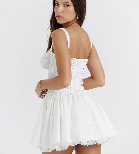 Sexy Spaghetti Strap Bodycon Women Dress Lace Patchwork Camisole Skirt Waist Backless Dress Female Party Club Vestidos