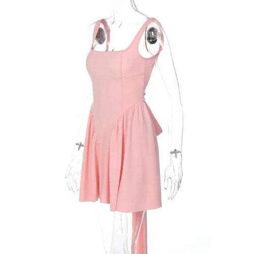 Load image into Gallery viewer, Elegant Backless Bow Mini Dress For Women 2023 Autumn New Square Collar Sleeveless Ruffles Sexy Dress Vintage Fashion
