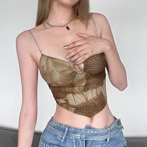 Load image into Gallery viewer, Y2K Aesthetic 90s Strap Sexy Camisole Tops Clubwear Vintage Tie Dye Skinny Summer Women&#39;s Top Cropped Heart-Ring Hot
