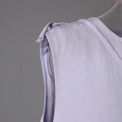 Load image into Gallery viewer, Women Light Purple Irregular Spliced Big Size Vest Dress New Round Neck Sleeveless Fashion Tide Spring Summer 2025 CPG3083
