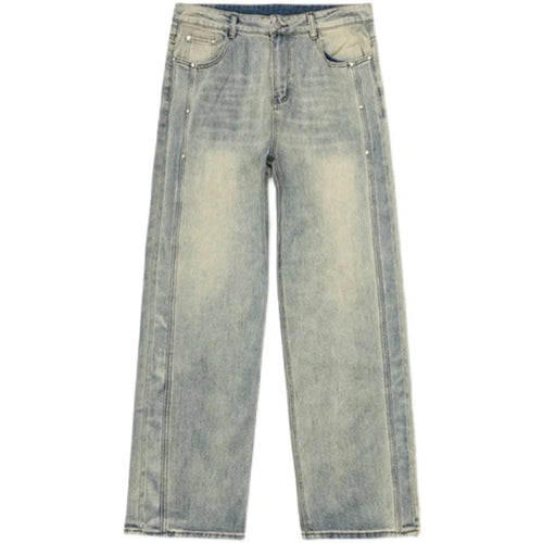 Load image into Gallery viewer, Men&#39;s Jeans New American Summer High Street Washed Denim Trousers Male Straight Loose Patchwork Casual Design 9W1477
