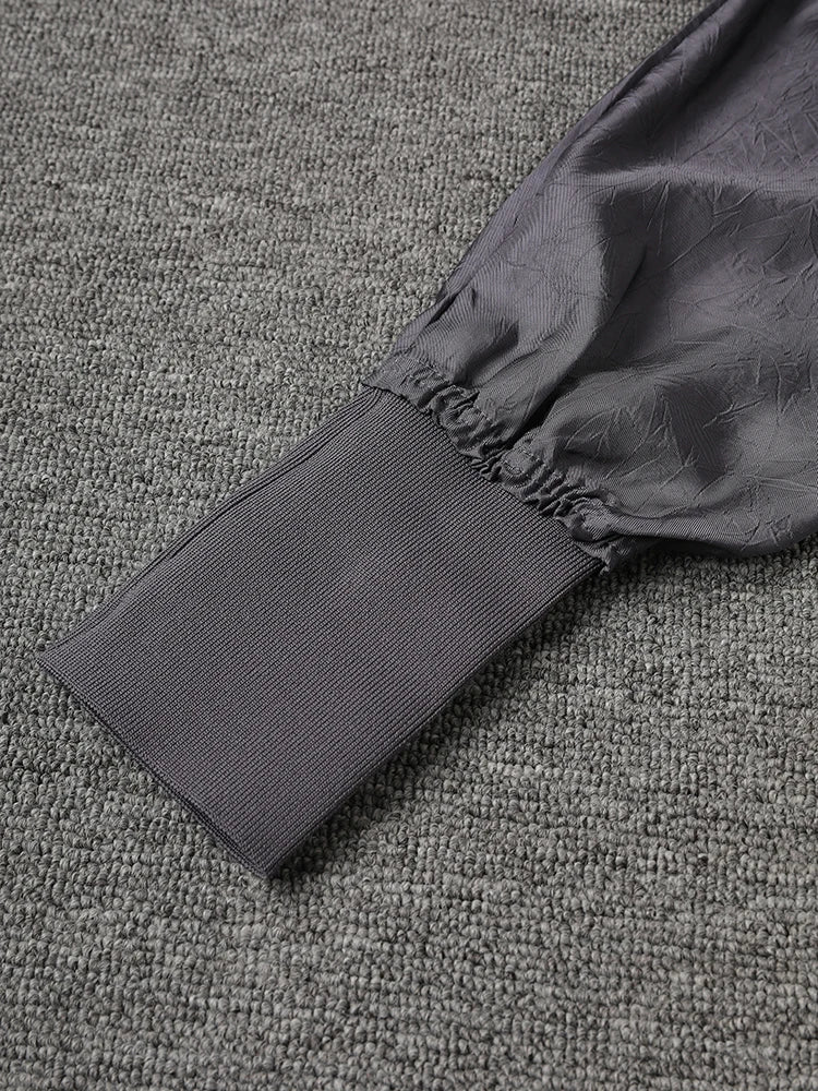 Women Gray Brief Long Big Size Elegant Dress New Turtleneck Long Sleeve Loose Fit Fashion Tide Spring Autumn 2025 1DH0252