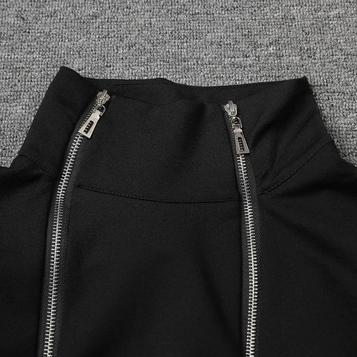 Load image into Gallery viewer, Women Black Zipper Irregular Hem Slit Midi Dress New Turtleneck Long Sleeve Fashion Tide Spring Autumn 2025 1DH9354
