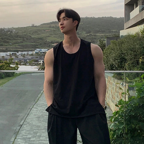 Load image into Gallery viewer, Men&#39;s Sleeveless Vest Summer Simple Solid Color Sleeveless T-shirt O-neck Trend Fashion Casual Male Tank Top 9C5633
