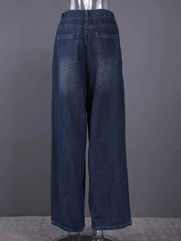 High Waist Blue Denim Vintage Long Casual Wide Leg Jeans New Women Trousers Fashion Tide Spring Autumn 2025 1LD1942