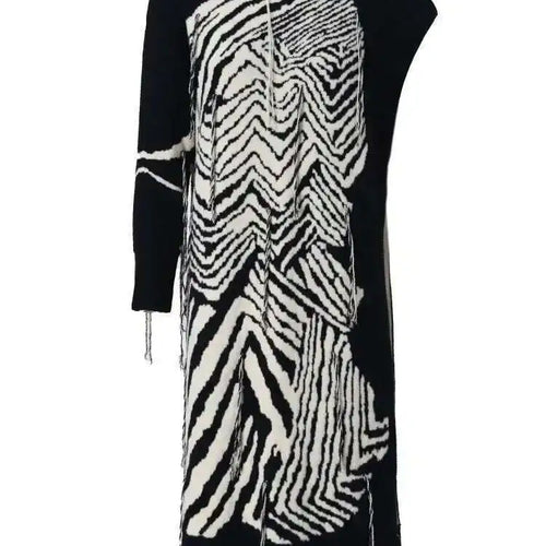 Load image into Gallery viewer, Women  Knitting Striped Tassels Big Size Dress New Round Neck Long Sleeve Loose Fit Fashion Tide Spring Autumn 2025 SG592
