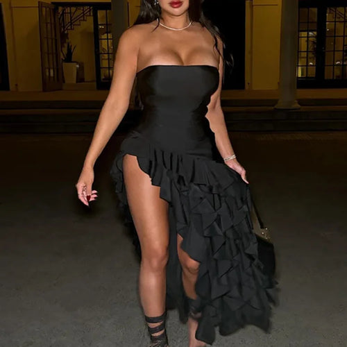 Load image into Gallery viewer, Sexy Sleeveless Ruffled Irregular Backless Dress For Women Elegant Party Club Evening Dress Bodycon Female Clothing 2025
