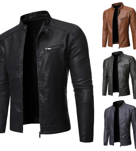 Spring and Autumn Men's Jacket Fashion Trend Korean Slim Fit Casual Men's Leather Jacket Motorcycle Jacket