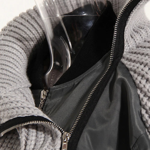 Load image into Gallery viewer, Loose Fit Graycolor-block Sweater Big Size Jacket New Lapel Long Sleeve Women Coat Fashion Tide Spring Autumn 2025 1DH2826
