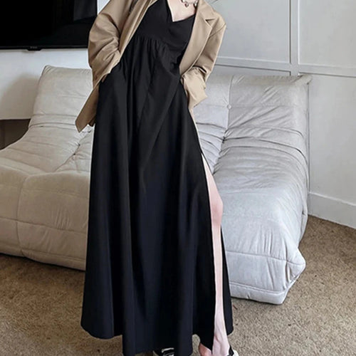 Load image into Gallery viewer, Summer V-neck Black Female Dresses Slim Sleeveless Pure Color High Street Fashion Dresses French Style Elegant Chic Dress
