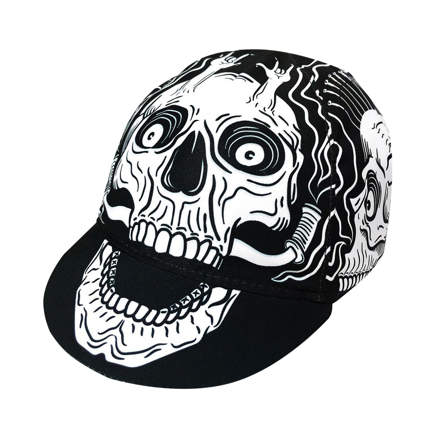 Brutal Skull With Knife Black Series Polyester Cycling Caps Outdoor Sports Bicycle Summer Hats Quick Dry Breathable Unisex