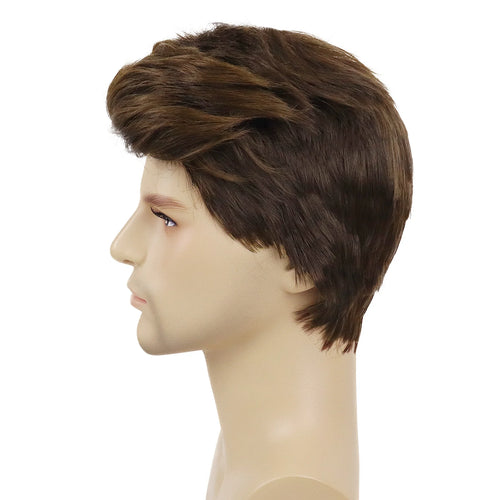 Load image into Gallery viewer, Synthetic Male Brown Wig Short Hair Wig Man Toupee Cosplay Carnival Party Wig High Temperature Halloween Costume Wig
