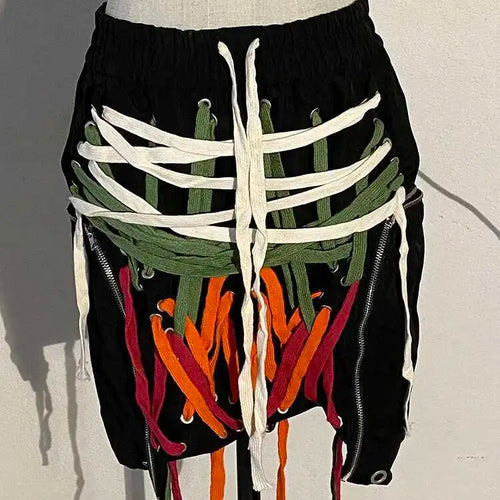 Load image into Gallery viewer, High Elastic Waist clolorful  Asymmetrical Bandage Midi Half-body Skirt Women Fashion Tide New Spring Summer 2025 1W91209
