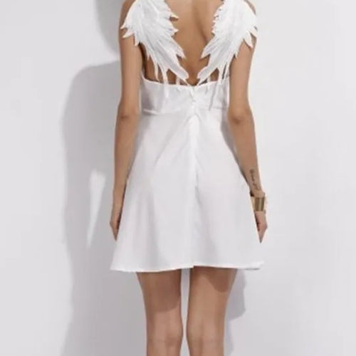 Load image into Gallery viewer, Elegant Spaghetti Strap Slimming Short Skirt For Women Autumn Collection 2024 Sexy Wings Lace Strap Mini Skirt Partywear
